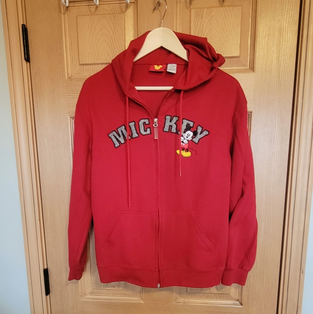 Mickey Mouse Hooded, Red, Zip Up, Women's Small Sweatshirt, New Without Tags